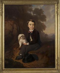 FISCHER Ernst 1815-1874,PORTRAIT OF A BOY AND HIS DOG.,Northeast GB 2013-08-04