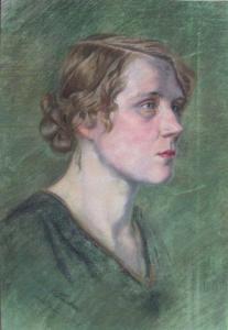 FISCHER Ilse 1900,Portrait einer jungen Frau im Profil von rechts,Zeller DE 2010-04-22