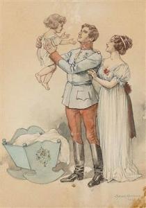 FISCHER KÖYSTRAND Carl,Die glücklichen Eltern mit kleinem Mädchen,1914,Palais Dorotheum 2015-11-17
