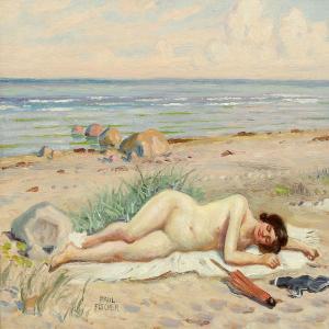 FISCHER Paul Gustave 1860-1934,Young sunbathing naked woman,Bruun Rasmussen DK 2016-01-11