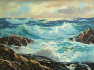 FISCUS Gordon 1902-2005,Waves crashing against a rocky shore,Bonhams GB 2010-03-21