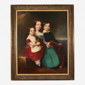FISHER Alvan 1792-1863,Portrait of Three Children and Their Dogs,1845,Freeman US 2022-05-03
