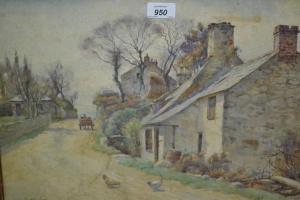 FISHER Ben 1800-1900,rural village scene with stone cottages,Lawrences of Bletchingley GB 2017-07-18