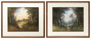 FISHER D.A. 1867-1940,Two landscapes, one of dawn and the other of twilight,Eldred's US 2023-02-03