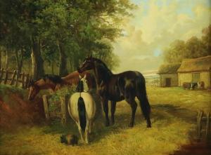 FISHER Edgar H 1870-1939,Horses and pigs in a farmyard,Halls GB 2019-04-03