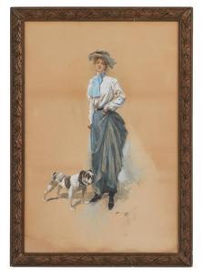 FISHER Harrison C 1875-1934,Lady with Bulldog,New Orleans Auction US 2023-01-27