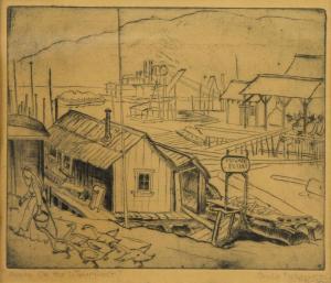 FISHER Orville Norman 1911-1996,shacks on the waterfront,1935,Maynards CA 2017-05-15