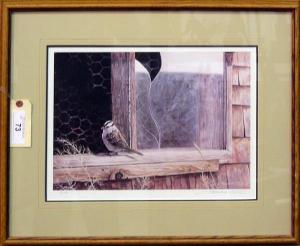 fisher Robert M.,WHITE CROWNED SPARROW & OLD CHICKEN COOP,Halls Auction Services CA 2009-02-03