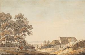 FISHER Thomas 1782-1836,Thatched farmstead, with cattle a,19th century,Bearnes Hampton & Littlewood 2023-01-17