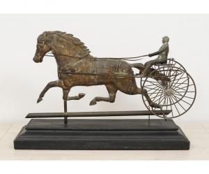 FISKE J.W,large horse and sulky weathervane of molded copper,c.1890,Wiederseim US 2022-02-12