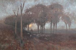 FITZGERALD Gerald 1873-1935,Shepherd and flock at twilight,1903,Gorringes GB 2016-05-17