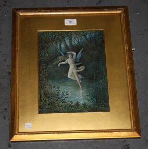 FITZGERALD John 1976,Study of a Fairy flying above a River in a Woodlan,Tooveys Auction 2010-11-02
