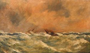 FITZGERALD Joseph 1878-1894,FISHING VESSELLS IN A HIGH SEA,1878,Whyte's IE 2007-09-17