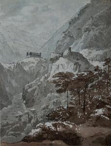 FLÜGEL Karl Alexander 1890-1967,Virazeise Gebirgiges Flusstal mit Bur,1855,Auktionshaus Dr. Fischer 2011-12-03