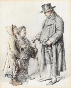 FLÜGGEN Josef 1842-1906,Ein alter Mann und zwei Straßenkinder,Palais Dorotheum AT 2008-10-27