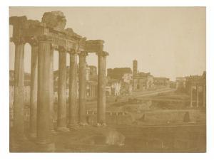FLACHERON Frédéric, Comte 1813-1883,Roma. Veduta del Foro Romano con il Tempio di Sat,1850,Gonnelli 2022-12-01