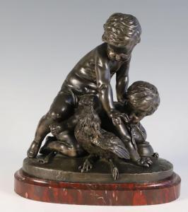 FLAMAND Jean Francois 1895-1925,Jeunes enfants jouant avec un coq,Bayeux Encheres FR 2022-11-11