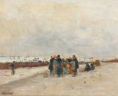 FLAMENG Marie Auguste 1843-1893,A beach scene with fisherfolk,Fellows & Sons GB 2013-07-29