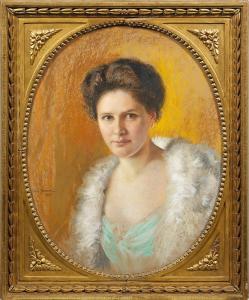FLAMM Carl 1870-1914,Portrait einer jungen vornehmen Dame mit Pelzstola,1905,Schloss DE 2013-05-04