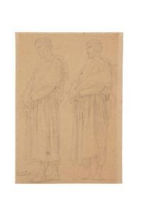 FLANDRIN Auguste 1804-1843,Deux études de figures drapées en pied,Artprecium FR 2020-04-27