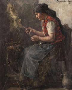 FLASHAR Bruno,Akeley Woman at the spinning wheel,1924,Hargesheimer Kunstauktionen 2022-09-07
