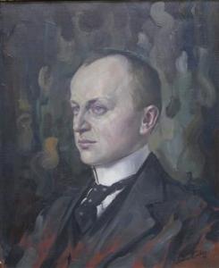 FLASHAR Bruno 1887-1961,Porträt eines vornehmen Herren mit Stehkragen, der,Georg Rehm DE 2021-07-15