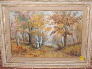 FLAVELLE Geoff H 1853-1900,Watercolor, woodland fall scene, exc,Central Street Antiques and Auction 2008-06-14