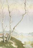 FLEISCHER Ferdinand Robert 1858,Landschaft mit Birken und Hof,1900,Villa Grisebach DE 2018-06-02