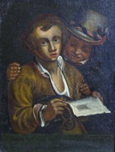 FLEMISH SCHOOL,Study of two men reading from a sheet of p,19th Century,Clevedon Salerooms 2007-09-20