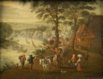 FLEMISH SCHOOL (XVII),Figures In A Riverside Village,Neales GB 2007-04-27