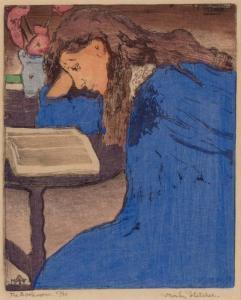 FLETCHER Frank Morley 1866-1949,THE BOOKWORM: THE BLUE GIRL,1904,William Doyle US 2018-11-20