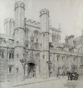 FLETCHER Hanslip 1874-1955,study of a college gate,Ewbank Auctions GB 2019-11-28