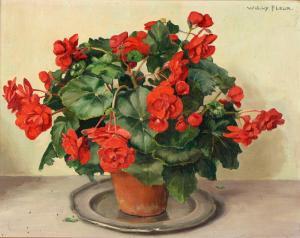 FLEUR Willy 1888-1967,Still Life of Red Geraniums in a Terracotta Plant ,Mellors & Kirk 2024-01-09