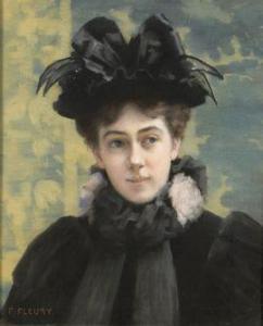 FLEURY Fanny Laurent 1848-1940,Élégante au chapeau noir,Rossini FR 2021-12-08