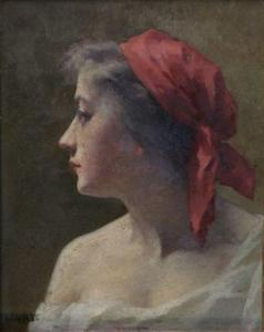 FLEURY Fanny Laurent 1848-1940,Jeune femme au foulard rouge,Bailleul Nentas FR 2010-11-11