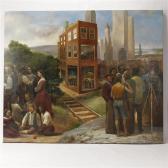 FLICKINGER Mark 1965,history of insurance mural in the style of WPA art,Ripley Auctions 2017-05-06