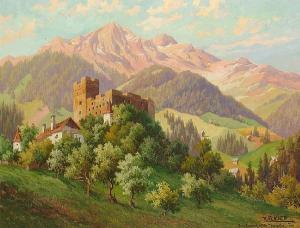 FLIEHER Karl 1881-1958,Burg Landeck, mit der Thialspitze. Tirol.,Bonhams GB 2009-04-28