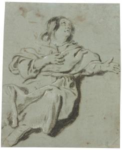 FLINCK Govaert 1615-1660,Study of a seated robed figure, gesturing,Sotheby's GB 2024-01-31