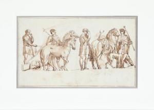 Flint Andreas 1767-1824,A study of men around a war chariot,Bruun Rasmussen DK 2021-10-18