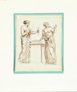 FLINT Andreas 1768-1824,Two women in greek dress by a table,Bruun Rasmussen DK 2021-10-04