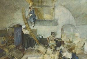 FLINT William Russell 1880-1969,GIRLS WEAVING BASKETS,Ross's Auctioneers and values IE 2018-01-24