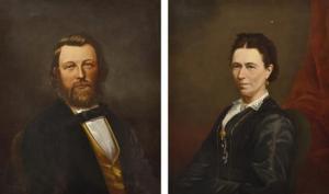 FLINTOFF Thomas 1809-1891,Portraits of Mr and Mrs William Udall,1875,Leonard Joel AU 2013-12-03