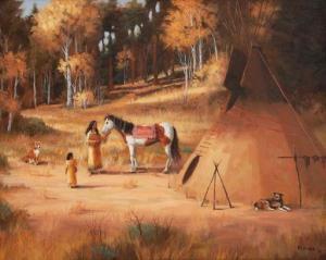 FLITNER David 1900-1900,Untitled (Native Camp),1994,Hindman US 2020-10-29