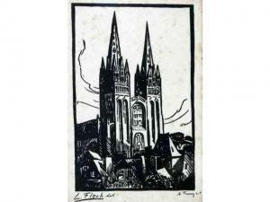 FLOCH Lionel 1895-1972,Les flèches de la cathédrale de Quimper,HDV de Bretagne Atlantique 2008-12-06