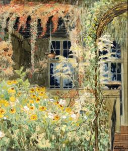 FLOCKENHAUS Richard 1876-1943,Garden Scene with Windows,1920,Clars Auction Gallery US 2017-07-16