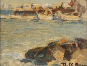 FLORA CARAVIA Thalia 1871-1960,Boats in the Harbor,Shapiro Auctions US 2024-01-27