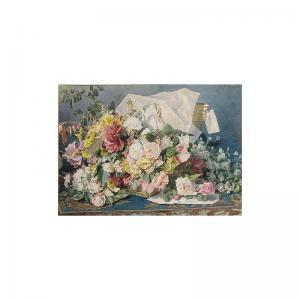 FLORENCE Joseph Prosper,flowers, signed, watercolour, 54 x 74.5 cm.; 21 1/,Sotheby's 2001-11-28