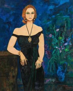 FLORIAN Maximilian,Large portrait of a woman with bouquet,1977,im Kinsky Auktionshaus 2020-06-25