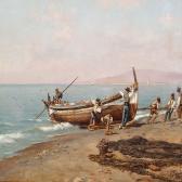 FLORIDO BERNILS Enrique 1873-1929,View of the coast of Malaga with fishermen at the,Bruun Rasmussen 2009-11-24