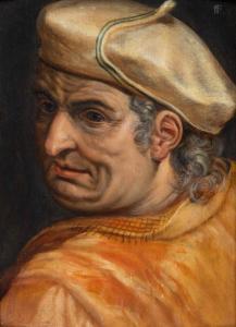 FLORIS Frans de Vrient I 1519-1570,A portrait of a man with a cap,Venduehuis NL 2023-11-14